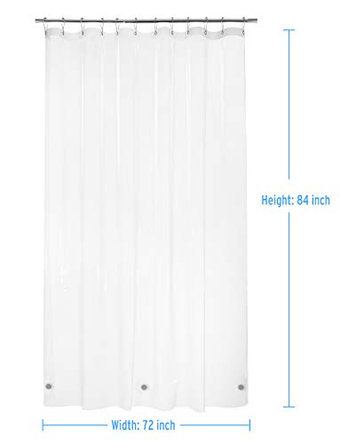 AmazerBath Clear Shower Curtain Liner, 72x84 Inches PEVA 3G Shower Curtain Liner with Magnets and 12 Grommet Holes, Waterproof Thin Plastic Liners, Lightweight, Clear