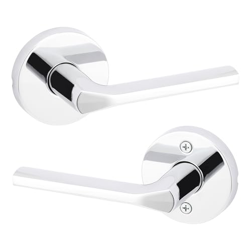 Kwikset Lisbon Interior Passage Door Handle, Round Lever for Closet and Hallway Doors, Reversible Non-Locking Handle Lever, Polished Chrome