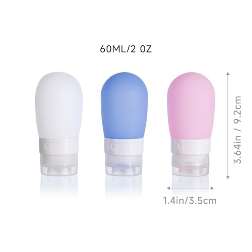 leak proof squeezable silicone travel bottles reusable refillable bottles bulb shape sustainable tsa carry on approved toiletries containers 3pcs 2oz60ml