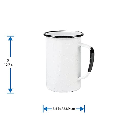 Cinsa 6 Piece Mug Set, 20 Oz (Speckled White), Enamelware Mugs For Indoor & Outdoor. Coffee Mugs, Camping, Picnic, Fishing, Farmhouse Kitchen. Durable And Reusable. Suitable For Oven, Direct On Fire. #TOP6
