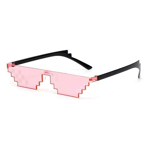 Gafas de Sol de Mosaico Pixel, Gafas de sol de píxeles Thug Life, Gafas de sol estilo 8-bit, Gafas de sol de estilo de videojuego retro, Gafas para disfraz, Gafas de sol Deal With It, Rosa