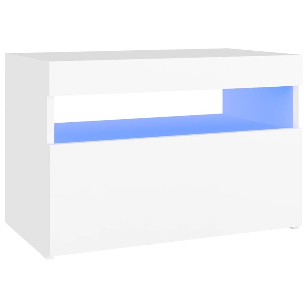 Comodino Moderno Con 3 Cassetti E Luci LED RGB, Tavolino Bianco 35x40x55cm, Telecomando Incluso, Facile Montaggio - 4