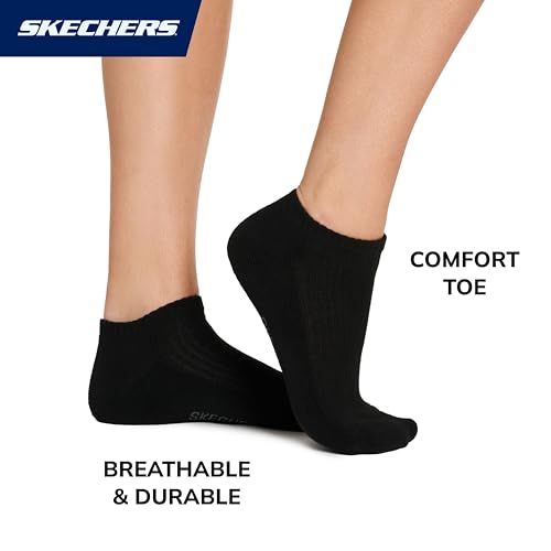 Image of Skechers Women's 10-pack Half Terry Classic Low Cut Socks, Comfort-fit & Cushioned Footbed