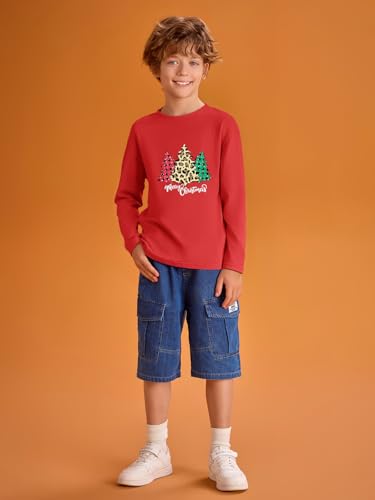 Image of Haloumoning Kids Boys Long Sleeve Crewneck T-Shirts Tee Tops 5-14 Years