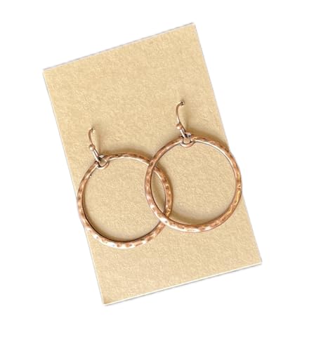 Hammered Open Hoop Copper Dangle Earrings