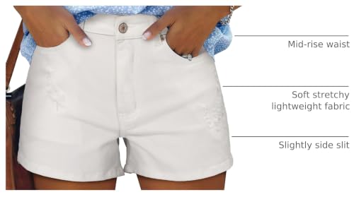 Image of onlypuff Womens Jean Short Cut Off Denim Shorts High Waist Ripped Distressed Stretchy