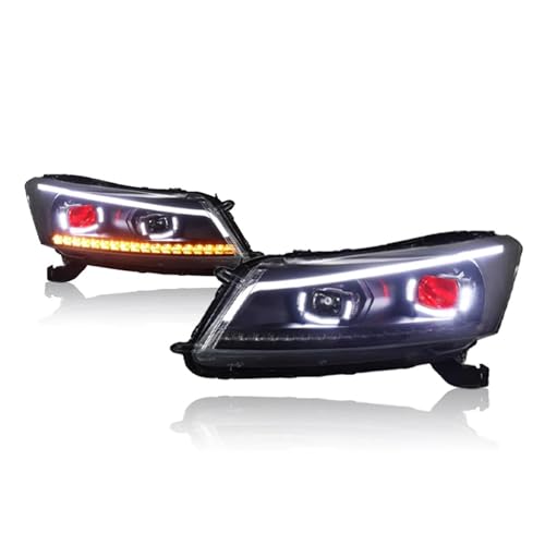 YSQOJF Faros Delanteros Accesorios automóviles faros delanteros LED completos para Accord 8th Gen 2008 2009 2010 2011 2012 conjunto faros señal giro secuencial cubierta lente lámpara