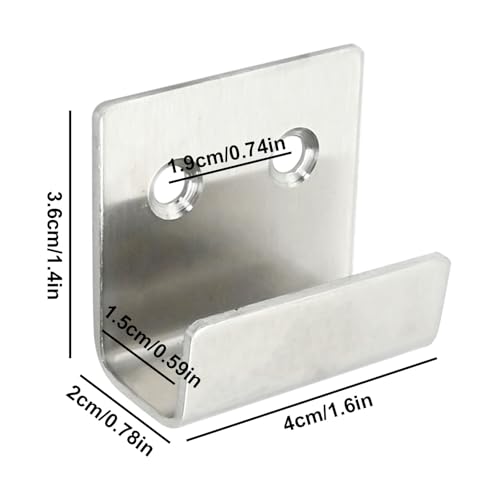Image of 10PCS Wall Mounted Hook Fastener, Silver Stainless Steel Tile Wall Display Clip, Heavy Duty Flat J-Shaped Hook Hanger, Thicken Tile Hanger for Wall Display (Inner Width 15MM)