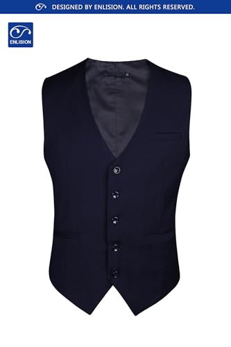 Image of Enlision Men's Suit Vest Business Formal Dress Waistcoat Solid Color Vest for Suit or Tuxedo