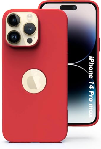 Image of Elzzi Liquid Silicone Cover Compatible with iPhone 14 Pro Max Case (6.7 inch) 3 Layer Microfiber Lining Covers Phone Cases Full Body Protective Wireless Charging Shockproof Back Cover (RED)
