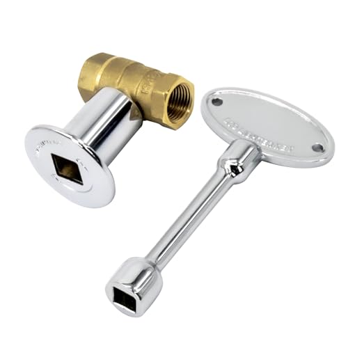 Himaweek 1/2 Inch Straight Gas Key Valve Kit for Fire Pit Fireplace with Flange and 3 Inches Key, Chromed (1/2'' Kit)