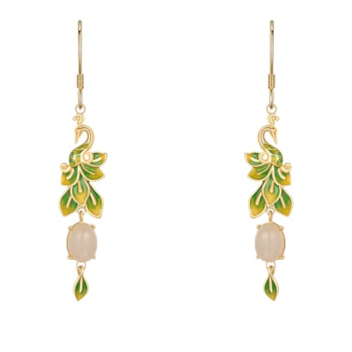 Boucles d'oreilles Hetian jade anti-allergie pendantes légères s925