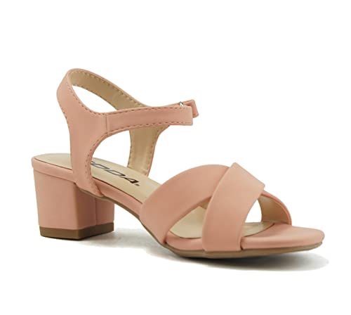 Soda Kids/Children/Girls AIDA-2 Crisscross band Soft Comfortable Sole with Ankle Buckle Strap Block Heel Sandals Shoes4