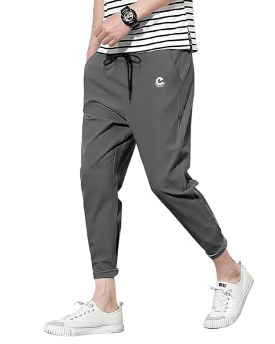 Image of EYEBOGLER Men's Solid Brand Logo Track Pants Charcoal Grey