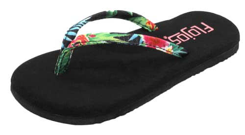 Flojos Fiesta Girl's Sandal Black Hibiscus 1