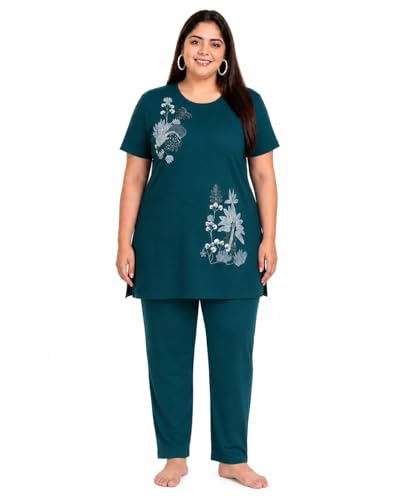 Image of In Love Women's Printed Cotton Plus Size Longline T-Shirt with Pockets | Cotton fabric - soft longline T-shirt with easy plus-size fit