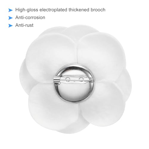 Image of PATIKIL Camellia Fabric Pin, 2 Pcs Flower Brooch Artificial Flowers Brooches for Women Girls Cloth Wedding Party Decor Accessories Jewelry Gift, White