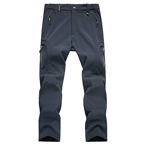 TREKEK Men's Warm Ski Hiking Pants Softshell Fleece Lined Winter Outdoor Windproof Waterproof