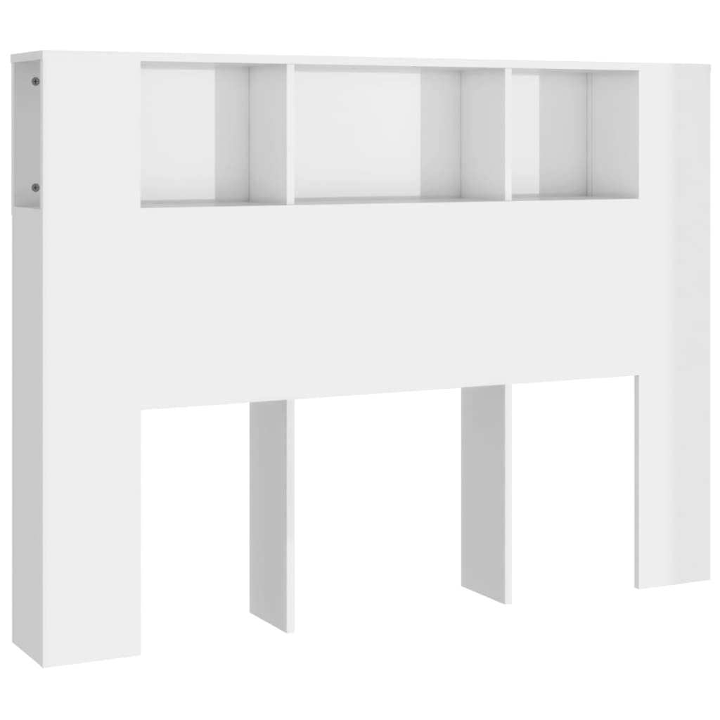 vidaXL Mueble Cabecero Armario de Cama con Almacenaje Pared Dormitorio Estantería Habitación Libros Decoraciones Blanco Brillante 140x18,5x104,5 cm