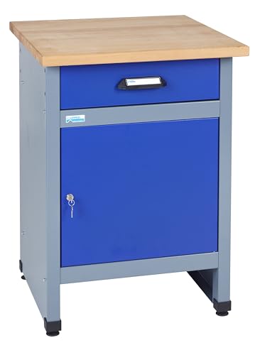 Küpper Werkbank Werkbank 12397, 60x84x60 cm, 1 Schublade, 1 Tür, 300 kg Traglast, 30 mm Massive Buchenarbeitsplatte