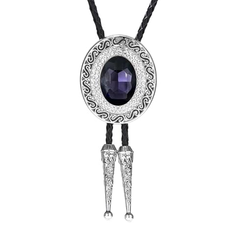 Image of Western Bolo Tie Cowboy Bolo Ties Rhinestone Necklace Bola Tie for Men Women
