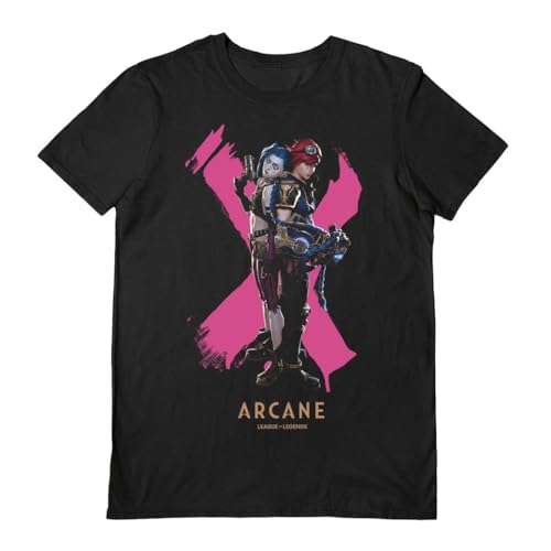 Pyramid International Arcane (Duo) Black Large Unisex T-Shirt League of Legends Apparel Jinx and Vi T-Shirt Official Arcane Merchandise