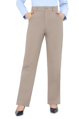 Image of Bamans Dress Pants Women Work Business Office Straight Leg Slacks