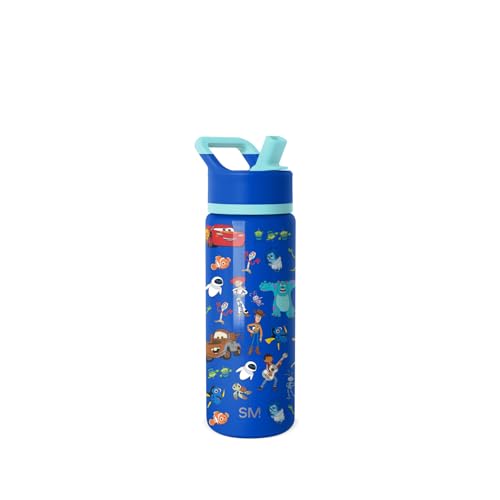 Simple Modern Kids Summit Water Bottle with Straw Lid | Disney Pixar 18oz Stainless Steel Cup Insulated Tumbler for Boys, Girls, School | Pixar Mashup...