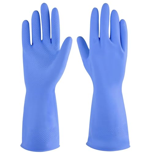 AM SAFE-X Heavy Duty Household Cleaning Rubber Hand gloves, Dishwashing Gloves, Kitchen Cleaning, Working, Painting, Gardening, Pet Care, 3 Pair, Large, Blue