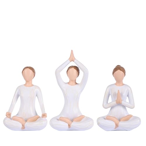 DOVDOV Yoga Figurine Set of 3, Zen Meditation Home Decor,...