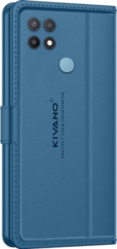 Image of KIVANO LUXE Compatible for Oppo A15 / Oppo A15s Luxury Handmade Leather Magnetic Flip Folio Case | Card Holder & Kickstand | Slim Protective Cover | Unisex - Blue
