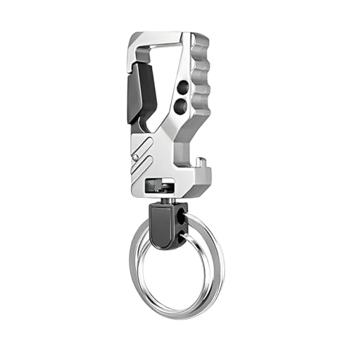 Image of Mandark Car Key Chain, Heavy Duty Auto Keychain Bottle Beer Opener with Double Keyrings Carabiner, Universal Keylinker (Silver /Black)