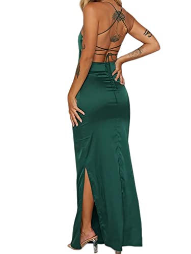 Image of Just Quella Women's Strappy Backless Evening Party Maxi Dress with Slit