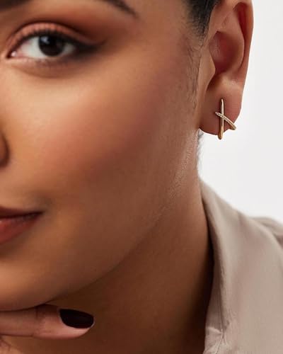 Gold Earrings for Women Trendy,14K Gold Stud Earrings Dainty Earrings Simple Minimalist Cubic Zirconia Diamond Gold Earrings Hypoallergenic Earring for Women Gifts3