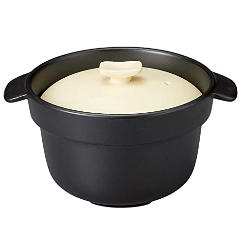 Santo Banko Ware 18237 Microwave Rice Cooker, 3 Cups, Approx. 56.3 fl oz (1,600 ml), Microwave, Oven, Direct Flame Compatible, Cream, Made in Japan
