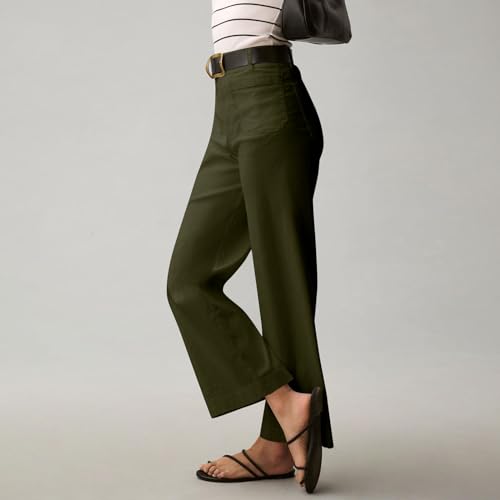 Womens Dress Pants for Work Casual Stretch Twill Wide Leg Ankle Jeans High Waisted Straight Leg Chino Cropped Pants4