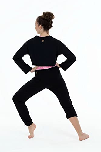 Pantalón de chándal negro para niña con cintura elástica de algodón suave 5