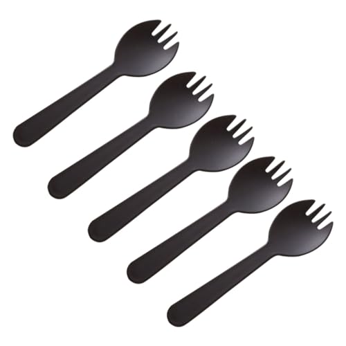 KOMBIUDA 100pcs Plastic Dessert Fork Spoon Set Mini Heavy Duty 2-in-1 Spork for Fruit Cake Salad -stick Tasteless