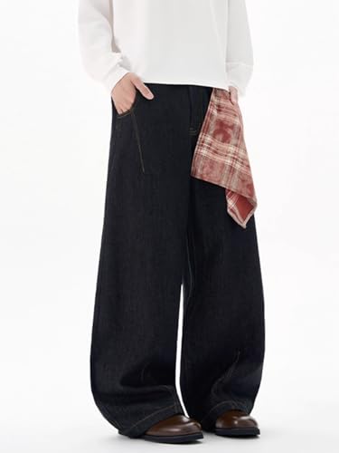 Men's Jeans Spring Autumn American Retro Blue Denim Wide Leg Long Pants for Men2