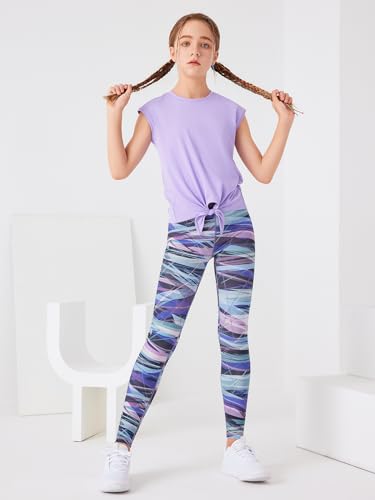 Image of LaBeca Girls T-Shirt Tie Knot Front Tops Summer Shirt Crewneck Cap Sleeve Tee for 4-14 Years