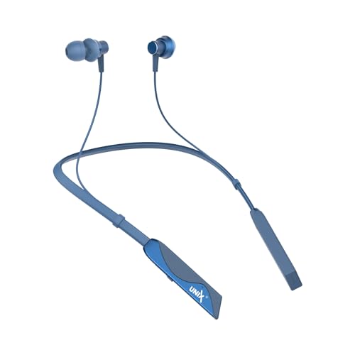 Image of Unix Elite 1 Charm Wireless Neckband | ENC Bluetooth Headset with Voice Changer (4 Modes) | 48H Playtime | Deep Bass | Magnetic Earbuds | Sweat Resistant | Stylish Neckband with Mic (Blue)