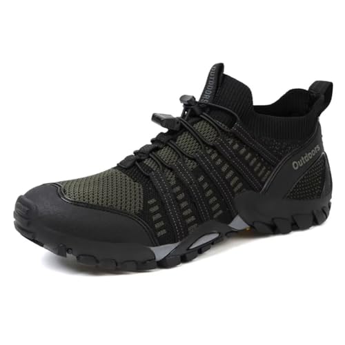Men's Outdoor Stretch Mesh Hiking Shoe Comfortable Low Sneaker Lightweight Breathable Non-Slip Trekking Trails Shoes Casual Portable Slip on for Beach Fishing Water Sandals