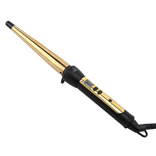Rizador de pelo Cónico rizadoras, Tenacilla con Barril de Cerámica Grande para Rizos Y Ondas, Calentamiento Rápido, Temperatura Regulable, Apagado Automático (Gold)
