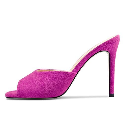 Image of TNYNFBEB Women Stiletto High Heel Peep Open Toe Sandals Slingback Slip-on Wedding Office Cute Basic Classic 3.9 Inches Heels