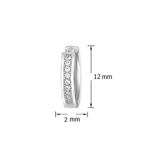 Rhodium Plated Pave Huggie Earrings CZ ER1100622R