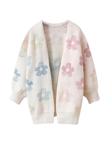 GORGLITTER Girl's Colorful Floral Print Long Sleeve Cardigan Open Front Sweaters Outerwear