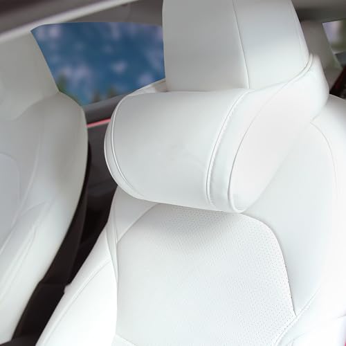 TOPABYTE Car Neck Pillow for Tesla Model 3 Model Y Model S Model X Cybertruck Accessories Memory Foam Ergonomic Design Comfortable Headrest Cushion 1 Piece White