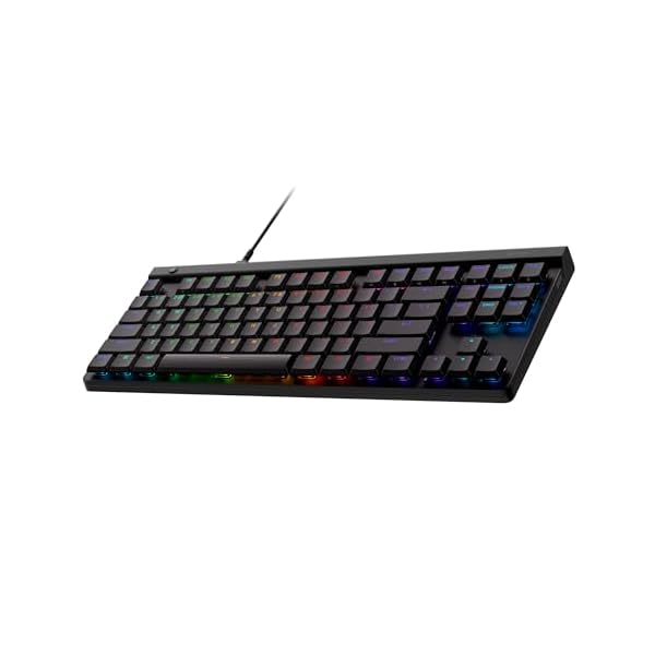 Logitech G515 TKL Wired Low Profile Gaming Keyboard, Fully Customizable RGB, Double-Shot PBT Keycaps, Tactile/Brown Switches – Black
