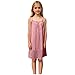 Backless Linen Cami Dresses for Girls Lightweight Summer Loose Tie Back Sleeveless Beach Sundress with for 5-14 Years