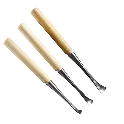 10/15/20mm Carbon Steel Spoon Bent Gouge for Woodcarving & Hollowing Hand Tool(3PC)